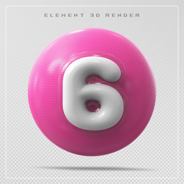 Nummer 6 rosa 3D-Rendering