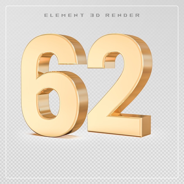 Nummer 62 golden 3D-Rendering