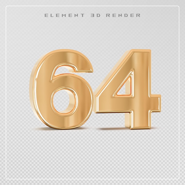 Nummer 64 golden 3d-rendering