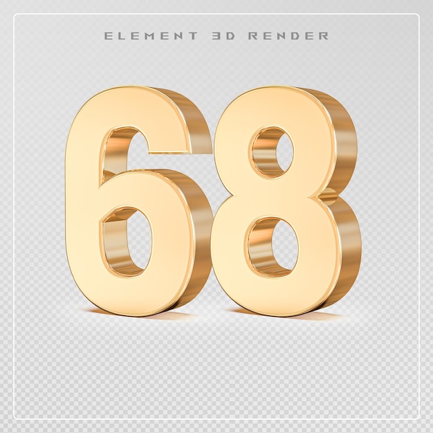 Nummer 68 golden 3d-rendering