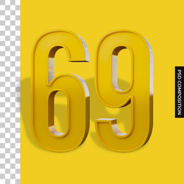 Nummer 69 3d-rendering isoliert