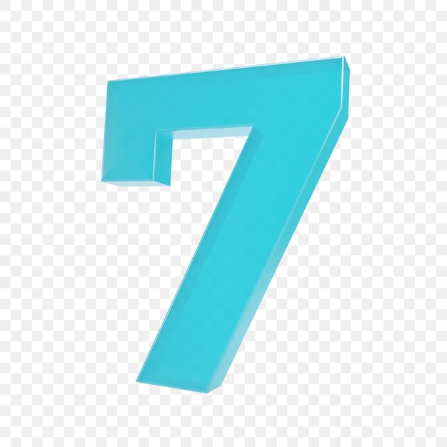 Nummer 7 3D mit durchsichtigem Hintergrund