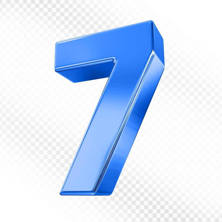 PSD nummer 7 blaues 3d-rendering