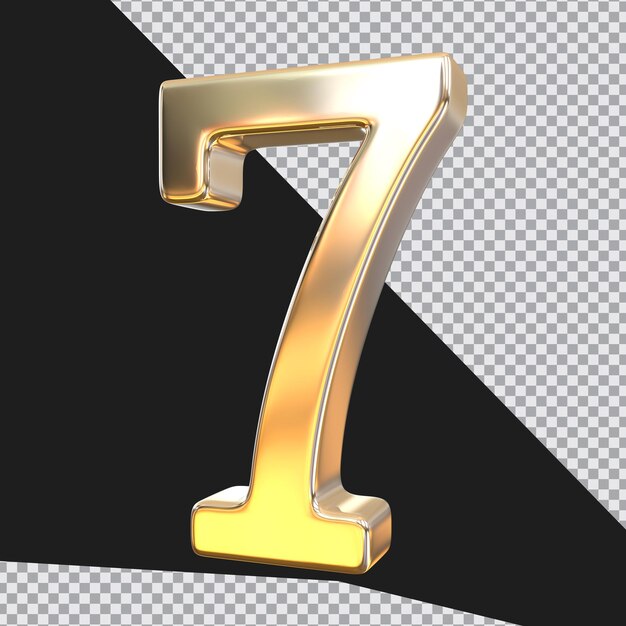 Nummer 7 im goldenen Stil 3D-Rendering