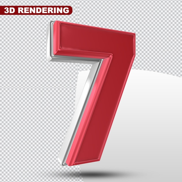 Nummer 7 rot 3d render