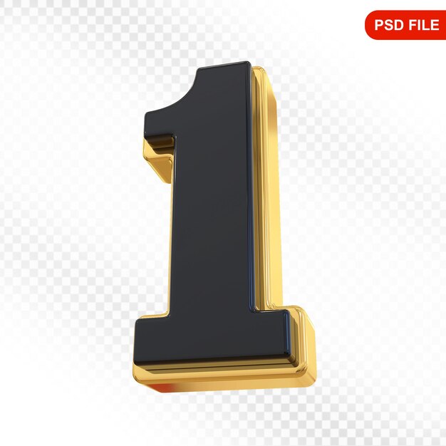 Nummer 7 Schwarz mit Gold