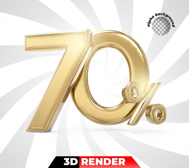 Nummer 70 goldene 3D-Darstellung