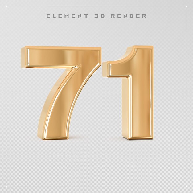 Nummer 71 golden 3d-rendering