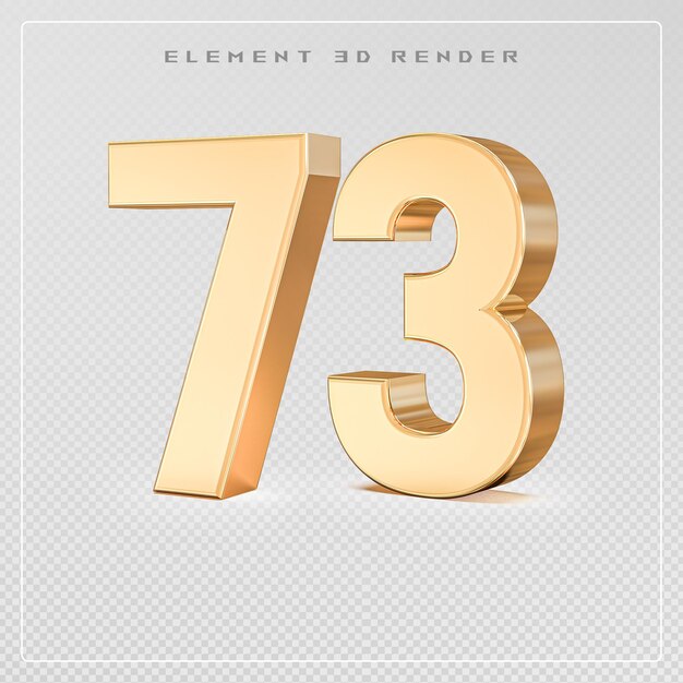 Nummer 73 golden 3D-Rendering