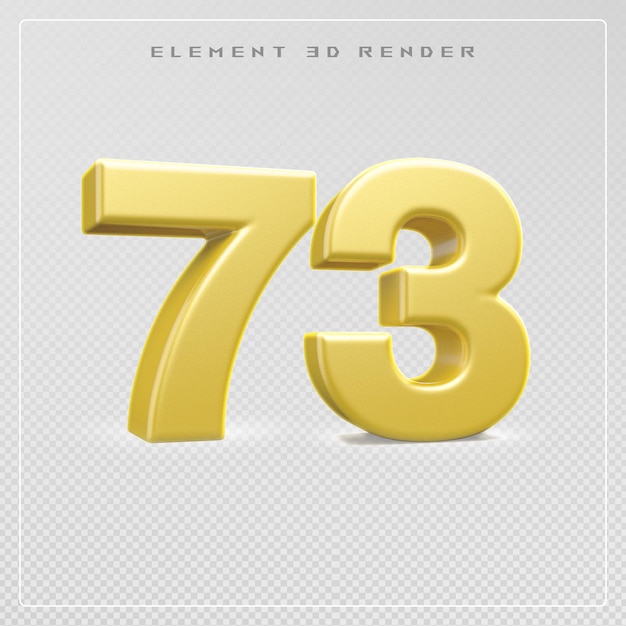 Nummer 73 golden 3D-Rendering