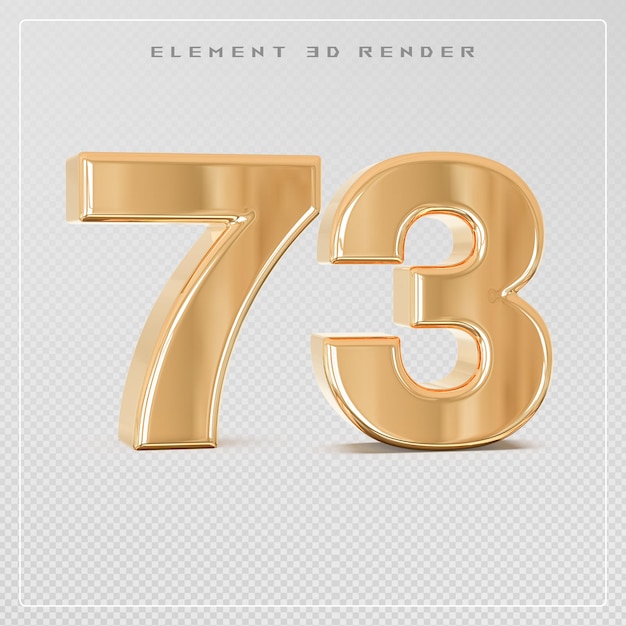 Nummer 73 golden 3D-Rendering
