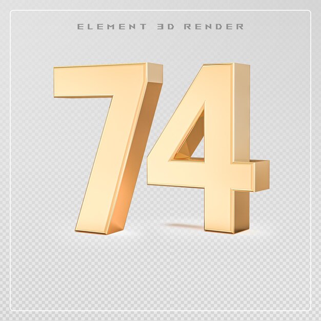 Nummer 74 golden 3D-Rendering