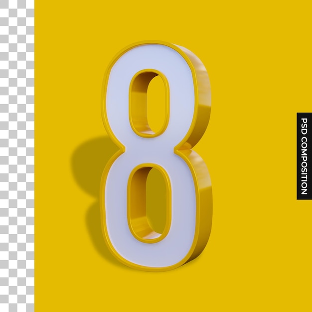 Nummer 8 3D-Rendering isoliert
