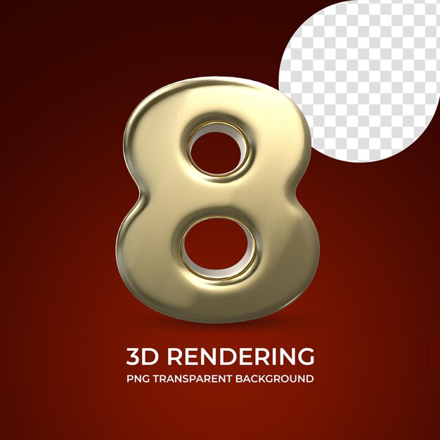 Nummer 8 3d-rendering isolierten transparenten hintergrund