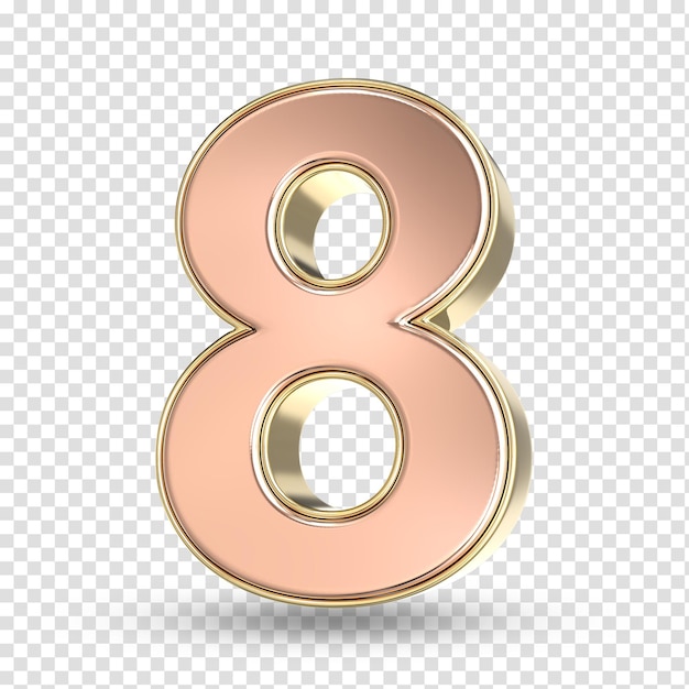 Nummer 8 Gold 3D-Rendering