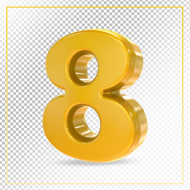 Nummer 8 Gold 3d