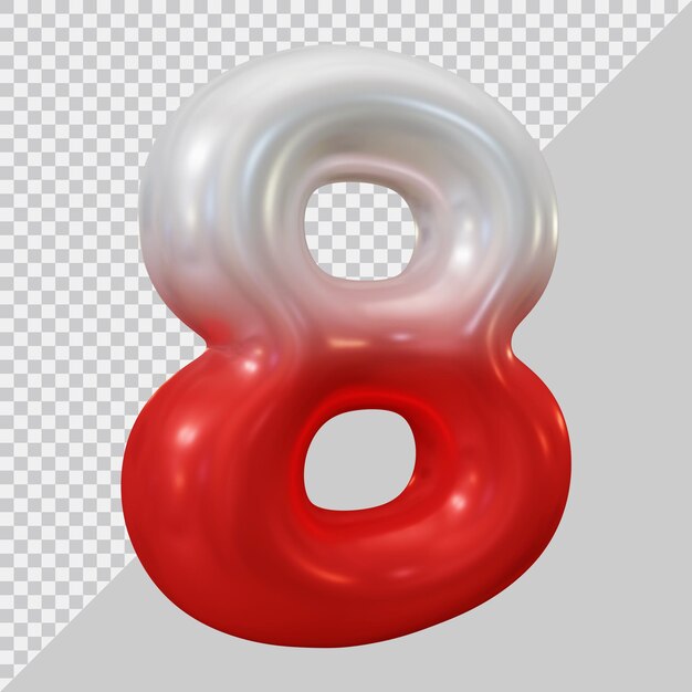 Nummer 8 mit modernem 3D-Stil