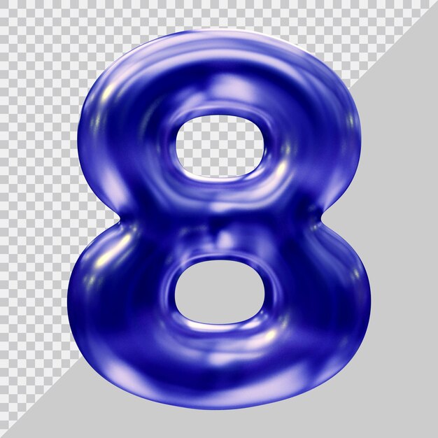 Nummer 8 mit modernem 3D-Stil