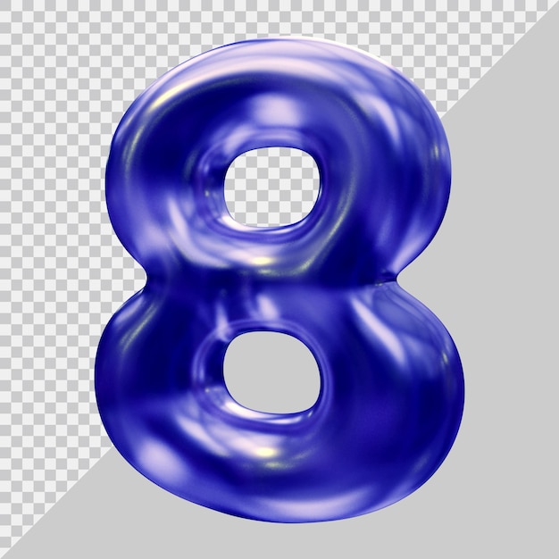 Nummer 8 mit modernem 3D-Stil