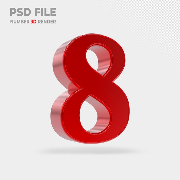 Nummer 8 rote Stile 3D-Rendering