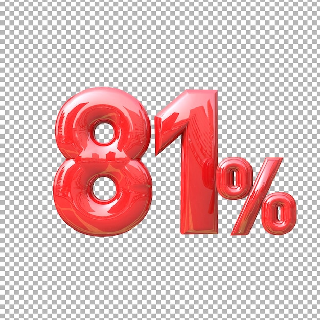 Nummer 81 Alphabet Farbe Rot 3D Premium PSD
