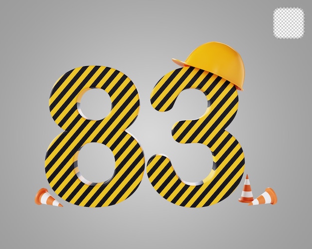 Nummer 83 Baustil 3D-Illustration