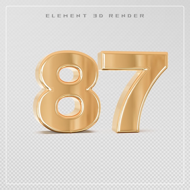 Nummer 87 golden 3D-Rendering