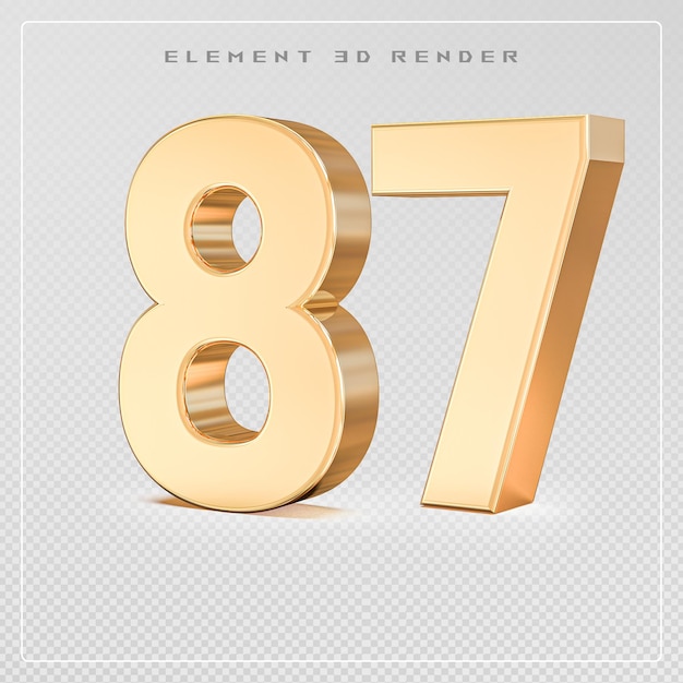 Nummer 87 golden 3D-Rendering