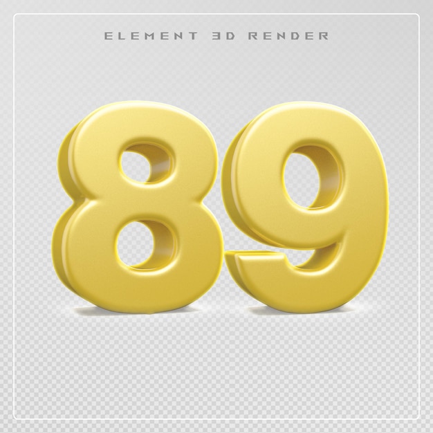 Nummer 89 golden 3D-Rendering