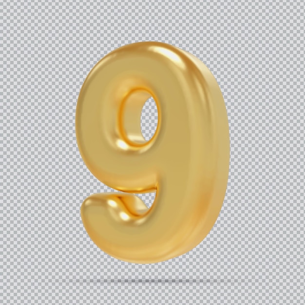 Nummer 9 3D Goldener Luxus