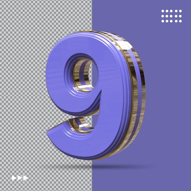Nummer 9 blau 3d