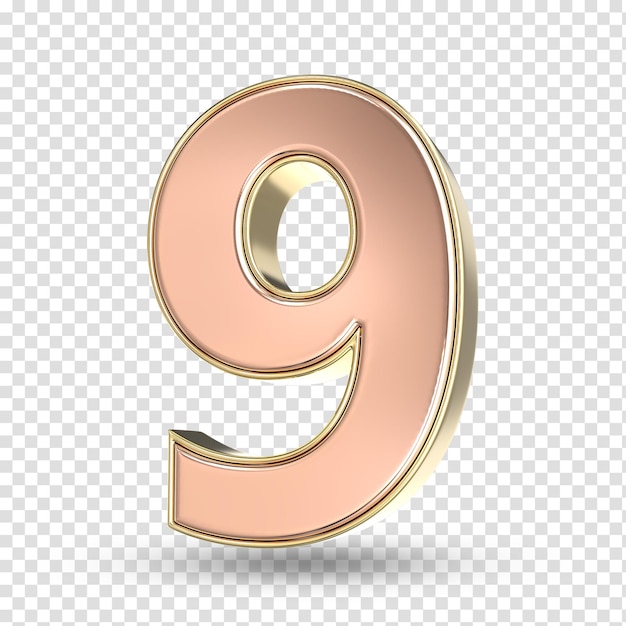 Nummer 9 Gold 3D-Rendering