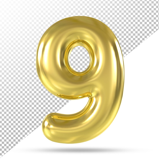 Nummer 9 goldene 3D-Ballons