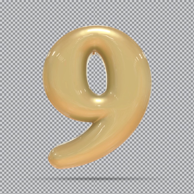 Nummer 9 goldene 3d-rendering