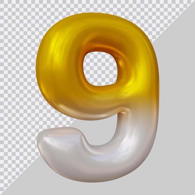 Nummer 9 mit modernem 3D-Stil