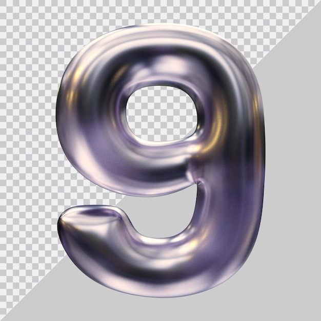 Nummer 9 mit modernem 3D-Stil