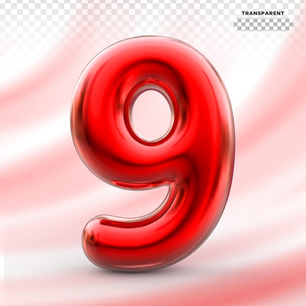 Nummer 9 Rot 3D Render