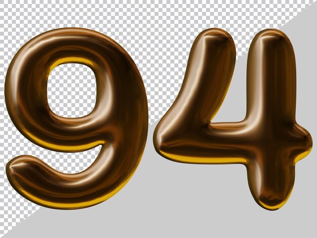 Nummer 94 design mit ballonstil in 3d-rendering