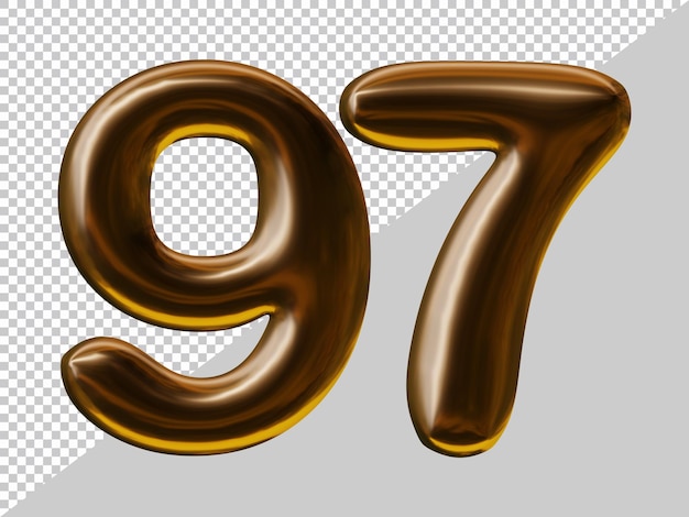 Nummer 97 design mit ballonstil in 3d-rendering