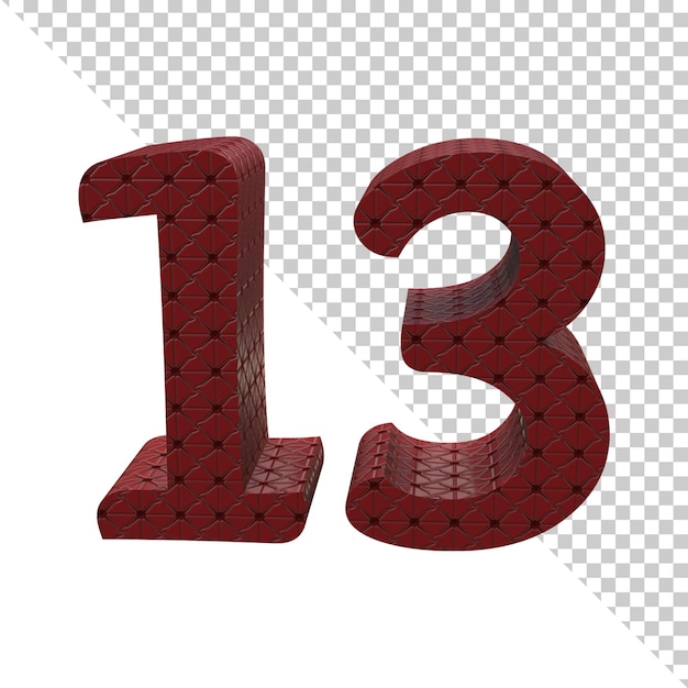 Nummer dreizehn 3D-Rendering-Symbol