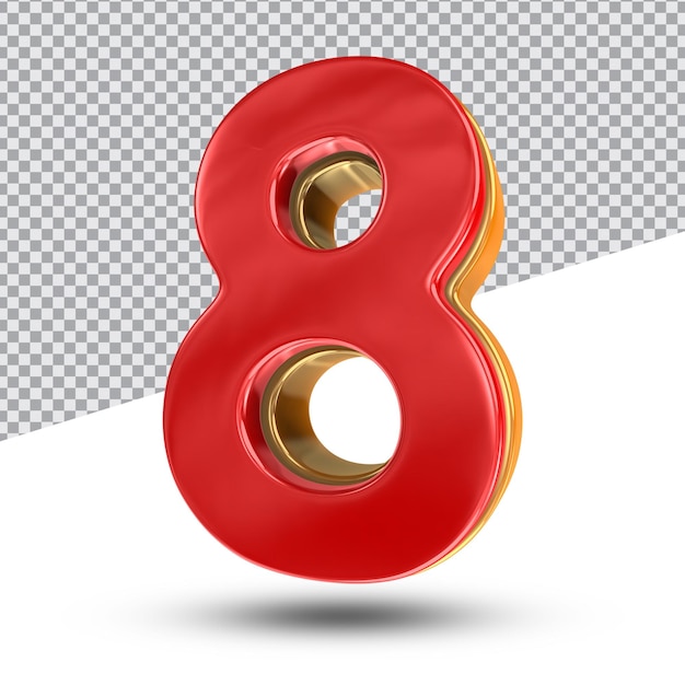 Nummer im roten Stil 3D-Rendering