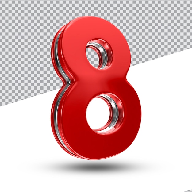 Nummer im roten Stil 3D-Rendering