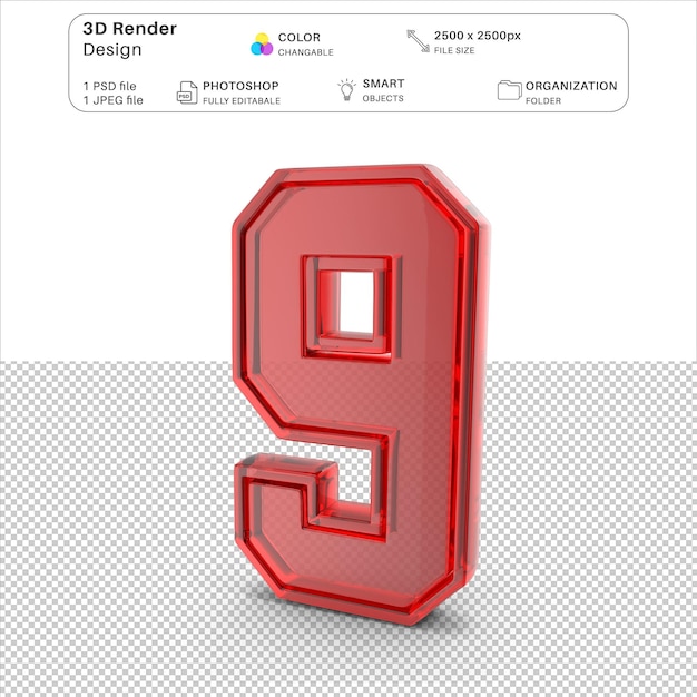 Nummer neun 3D-Modellierung PSD