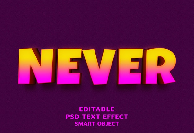 Nunca diseño de efectos de texto 3D