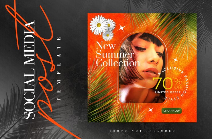 PSD nuova collezione estiva instagram social media post fashion design template