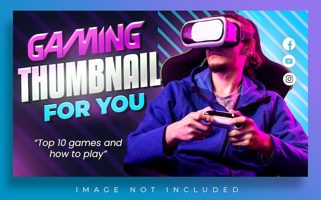 Nuova miniatura del canale YouTube per la recensione di videogiochi moderni e modello PSD premium per banner Web per i giocatori