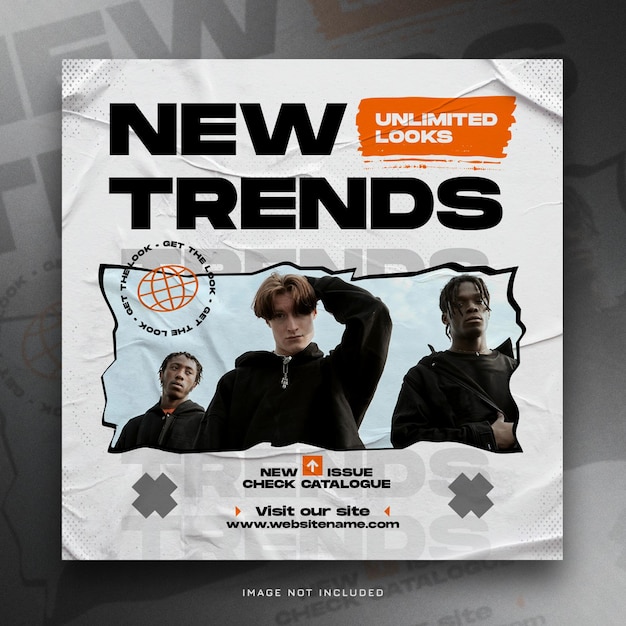 Nuove tendenze moda modello di post sui social media