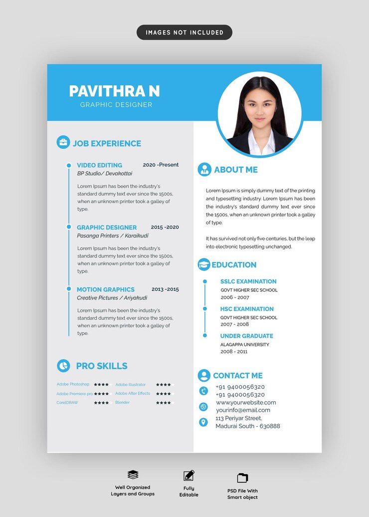 PSD nuovo file psd di curriculum vitae aziendale