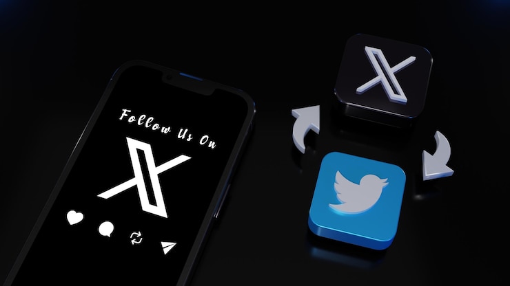 PSD nuovo logo di twitter x twitter ha cambiato il logo dell'app con x notizie di twitter x nuovi social media con telefono