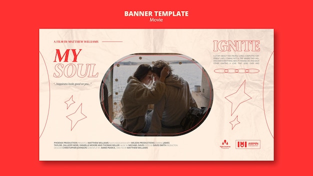 Nuovo modello di banner orizzontale del film